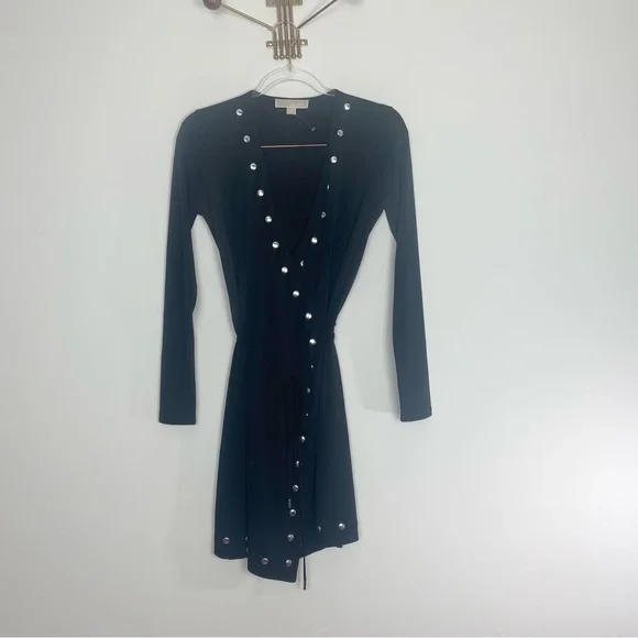 MICHAEL MICHAEL KORS NLACK EMBELLISHED WRAP-DRESS - Picture 7 of 11